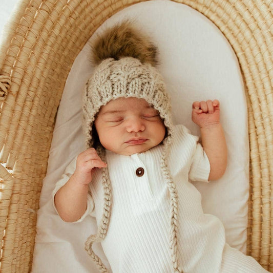 Aspen Oatmeal Cable Knit Bonnet Baby & Kids