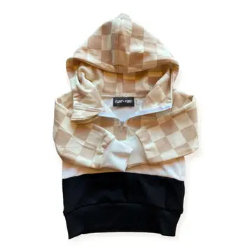 Checked Color Block Hoodie