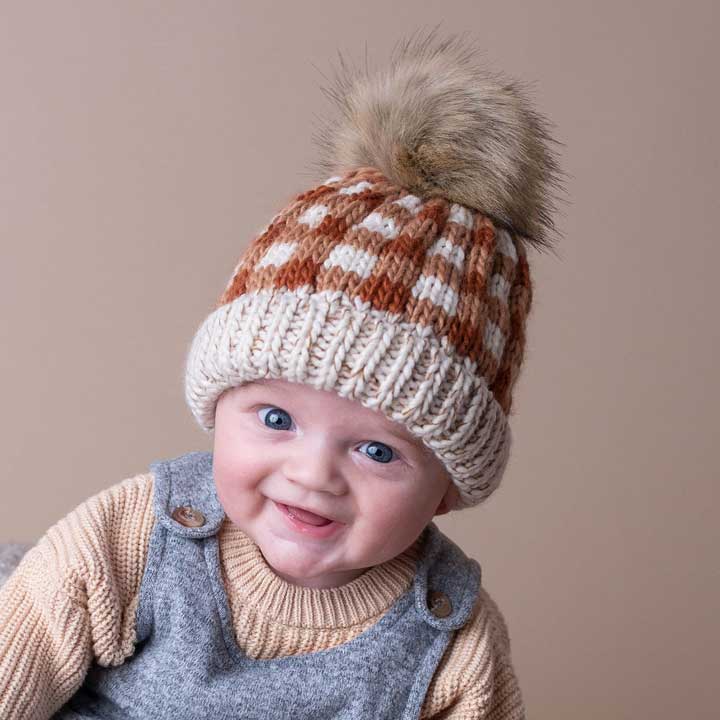 Sienna Buffalo Check Pom Pom Beanie Hat Baby & Kids